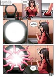 black_hair clothing color comic jadenkaiba long_hair medium_breasts oh_my_goddess! portal_(object) skuld tagme tentacle tentacles