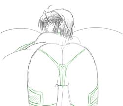 ass ass_focus ass_up bent_over breast_press breast_rest breasts female female_only gigantic_breasts hyper hyper_breasts immobile laying_on_breasts looking_at_viewer looking_back lying lying_on_breasts on_breasts panties pixiv self_lying