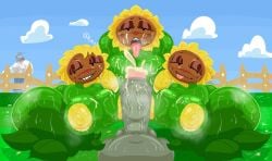 3girls anthro ass bedroom_eyes big_ass crazy_dave_(pvz) cum cum_in_mouth cum_on_breasts electronic_arts flora_fauna freckles oral penis plant plantie plants_vs_zombies popcap_games pov sunflower_(pvz) sweating sweaty sweaty_ass sweaty_body tagme tagme_(artist) tongue_out video_game_character whore_eyes zombie