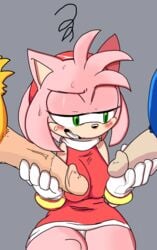 1girls 2boys amy_rose anthro big_penis breasts comparing comparing_penis comparison edit erection faceless_male female furry gloves handwear hi_res humanoid_penis male mammal manual penis penis_envy penis_size_comparison penis_size_difference pleasure_castle size_difference small_penis_humiliation sonic_(series) sonic_the_hedgehog tails wristwear