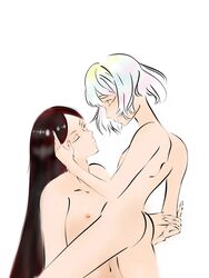 2boys androgynous bort_(land_of_the_lustrous) diamond_(land_of_the_lustrous) gay land_of_the_lustrous lishuren2 male_only nude nude_male yaoi