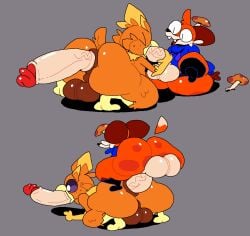 all_the_way_through anal anal_sex anthro anus ass balancedfox balls beak big_butt bottomwear bottomwear_down canid canine closed_eyes clothed clothing duo equine_balls feet fellatio floating_tail fox freckles from_behind_position fungus generation_3_pokemon genitals head_feathers hoodie humanoid_genitalia humanoid_penis long_penis male male/male mammal mushroom neck_tuft nintendo oral oral_penetration oral_threading orange_body pants pants_down partially_clothed penetration penile penile_penetration penis perching_position pokemon pokemon23074 pokemon_(species) puffy_anus sex short_stack soups_(superiorfox) superiorfox tail tail_tuft talons thick_thighs threaded_by_penis toes topwear torchic torchy tuft vein veiny_penis wide_eyed