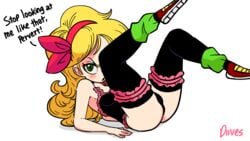 1girls animated animated_gif ass bad_launch blonde_hair blushing diives dragon_ball exercise female female_only gif green_eyes launch legs lingerie lunch_(dragon_ball) patreon red_ribbon shounen_jump solo solo_focus text underwear watermark