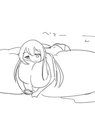 1girls ass ass_up bent_over blush breast_press breast_rest breasts embarrassed female female_only gigantic_breasts hyper hyper_breasts immobile laying_on_breasts lying_on_breasts on_breasts phone self_lying