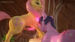 16:9 2020 3d animal_genitalia animal_penis anus balls clopician cutie_mark dickgirl duo equid equine erection female feral fluttershy_(mlp) friendship_is_magic furry futanari futashy genitals gynomorph hair hi_res horn horse horseballs horsecock intersex magic mammal my_little_pony penis pony tree twilight_sparkle_(mlp) unicorn