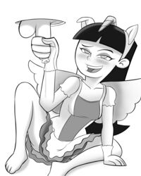 2019 animal_ears black_eyes black_hair blush commission desire_arts digital_media_(artwork) dress_up fairy_wings femdom foreskin gloves greyscale handjob headband makeup malesub massage_table milking milking_table nickelodeon precum smug straight_hair the_fairly_oddparents timmy_turner trixie_tang uncensored uncut