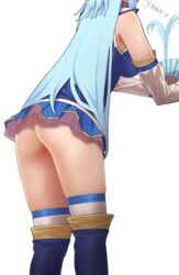 1girls aqua_(konosuba) aqua_hair ass boots dat_ass dress female kamegawara_nikuo kono_subarashii_sekai_ni_shukufuku_wo! long_hair magic skirt solo