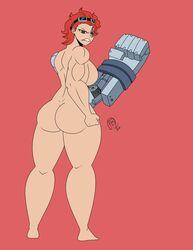 angry ass big_ass dat_ass eustass_kid female female female_only frostbiteboi goggles goggles_on_head muscles one_piece patreon_reward prosthetic_arm red_hair robotic_arm rule_63 rule_63 tagme