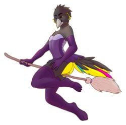 alpha_channel avian bird clothed clothing corvid corvus_(genus) crow dress girly halloween holidays humanoid juneaupaws lingerie magic_user male oscine partially_clothed passerine percy_(skyisabird) solo witch