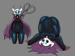 4:3 black_body black_skin breasts female genitals hollow_knight mrbroomstic_(artist) nude original_character pussy simple_background solo vessel_(species) video_games