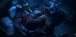 3d 3d_(artwork) anthro archmagerykarr bovine brofistigar bull cgi duo erection gay male male/male penis tauren warcraft world_of_warcraft