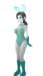 3d black_hair blender blue_eyes boots bunny_ears bunnysuit frististains gloves happy light_skin nintendo ponytail pose posing solo tagme thick_thighs white_skin wii_fit wii_fit_trainer