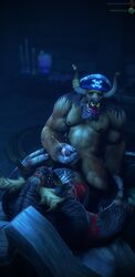 3d 3d_(artwork) anthro archmagerykarr bovine brofistigar bull cgi duo erection gay male male/male penis tauren warcraft world_of_warcraft