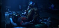 3d 3d_(artwork) anthro archmagerykarr bovine brofistigar bull cgi duo erection gay male male/male penis tauren warcraft world_of_warcraft