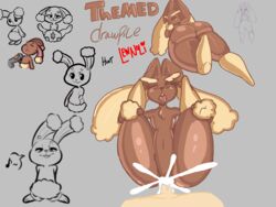 1boy 2girls 4:3 absurd_res ass big_ass blush breasts brown_body brown_fur buneary digital_media_(artwork) drawpile female flat_chest fur furry half-closed_eyes hi_res larger_male lewnoli looking_at_viewer lopunny nintendo nude partially_colored pokémon_(species) pokemon pokemon_(species) pokemon_dppt pov sex simple_background size_difference sketch smaller_female text thehenwithatie thick_thighs video_games wide_hips