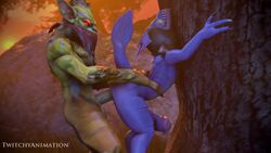 3d animated anthro bounty_hunter_(dota) dota dota_2 furry gondar_the_bounty_hunter male no_sound penis sex slark_the_nightcrawler tagme twitchyanimation video yaoi