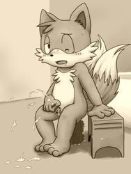 anthro canine cum fox fur male male_only mammal masturbation monochrome nude penis sitting solo sonic_(series) sonic_the_hedgehog_(series) sonic_the_hedgehog_2 tagme tails termeneko wink