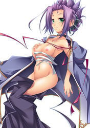 chouryou_bun'en ekureeru green_eyes koihime†_(series) koihime_musou open_clothes purple_hair sarashi