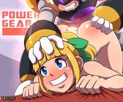 1girls bass_(mega_man) blonde_hair doggy_style green_bow hyoumaru mega_man mega_man(classic) roll sex