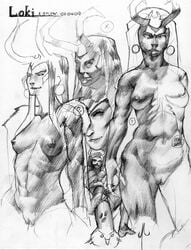 2009 collage female horned_headwear human lady_loki magi marvel marvel_comics meme pencil_(artwork) sketch straight_hair thor_(series) voluptuous voluptuous_female