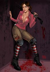 1girls absurd_res blood female firearm gun human left_4_dead shotgun solo solo_female stregatto10 tagme weapon zoey_(left_4_dead)