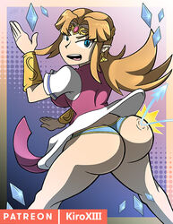 a_link_between_worlds ass ass_cleavage big_ass big_butt blonde_hair blue_eyes bottom_heavy breasts bubble_butt butt_crack clothed dress fat_ass huge_ass kiroxiii large_ass long_ears long_hair looking_at_viewer looking_back nintendo princess_zelda super_smash_bros. super_smash_bros._ultimate the_legend_of_zelda thick_ass zelda_(a_link_between_worlds)