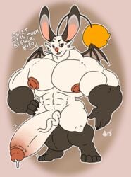 anthro balls big_balls big_muscles big_penis bodily_fluids cum erection final_fantasy genital_fluids genitals hi_res huge_balls huge_muscles humanoid_penis hyper hyper_balls hyper_genitalia hyper_muscles hyper_penis kokoro-doll lagomorph looking_at_viewer male male_only mammal moogle multicolored_penis muscular nipples nude penis small_wings solo square_enix text vein veiny_penis video_games wings