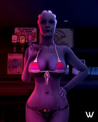 1girls 3d 3d_(artwork) alien alien_girl asari athletic bare_legs bare_midriff big_breasts blue_skin breasts busty cleavage clothed clothed_female clothes clothing duo eyelashes eyeliner eyeshadow female female_focus female_only fit fit_female hand_on_hip hourglass_figure huge_breasts large_breasts liara_t'soni lipstick mascara mass_effect micro_bikini navel overflowing_breasts pinup pose posing short_shorts solo standing tagme thick_thighs uncensored underboob wide_hips wildynsfw