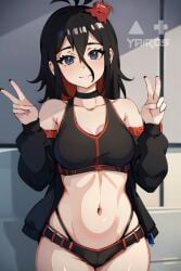 ai_generated argentina big_breasts bikini black_hair black_shorts breasts embarrassed evil_nimu female female_only happy long_hair looking_at_viewer nimu peace_sign simple_background solo solo_female solo_focus thick_thighs thighs twitch twitter virtual_youtuber vtuber white_body white_skin youtube youtube_hispanic youtuber youtuber_girl youtubers