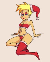 aged_up blonde_hair blue_eyes cartoon_network christmas female gearfou genderswap genderswap_(mtf) jenny_test johnny_test johnny_test_(series) red_lipstick rule_63 santa_hat smile smiling teenager thick_thighs wide_hips