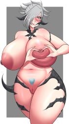 au_ra big_areola breasts_bigger_than_head final_fantasy_xiv glasses hairy_pussy hand_on_breast hands_making_heart huge_ass huge_breasts huge_hips ikaroa_ruaumoko innie_pussy large_nipples pierced_nipples pubic_hair puffy_nipples rivsarm scales tail white_hair xaela