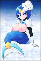 1girls android breasts breasts_out helmet large_breasts mega_man mega_man(classic) mermaid redbenjamin robot robot_girl splash_woman topless