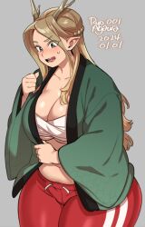 big_breasts blonde_hair haori kemono light-skinned_female original ryo_agawa