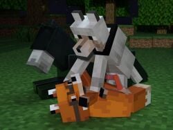 4:3 big_dom_small_sub black_collar_(codedcells) codedcells dominant fexer fox_(minecraft) gimp_suit goggles_on_face group hi_res horse_(minecraft) male male/male microsoft minecraft mojang pale_wolf_(minecraft) pinning_down size_difference trio wolf_(minecraft) xbox_game_studios zoophilia