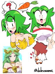 breasts dalexnormal dnormal11 female green_hair kid_icarus kid_icarus_uprising nintendo open_mouth palutena pit pit_(kid_icarus) tagme white_skin