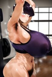 1girls ai_generated armpit_fetish armpit_hair armpits arms_up belly belly_button big_breasts breasts bursting_breasts excessive_pubic_hair female female_armpit_hair gloopai gym gym_clothes hairy hairy_armpits hairy_pussy huge_breasts komi-san_wa_komyushou_desu komi_shuuko looking_at_viewer mature_female milf nai_diffusion nipples nipples_visible_through_clothing pubic_hair smelly smelly_armpits smelly_pussy solo sports_bra sportswear steam steaming_body sweat sweatdrop sweating top_heavy topwear_only venus_body