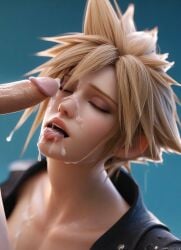 ai_generated cloud_strife cum_on_face cumshot femboy final_fantasy_vii gay