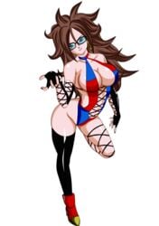 1girls absurdres android_21 android_21_(human) bikini brown_hair dannyjs611 dragon_ball dragon_ball_fighterz female glasses highres solo