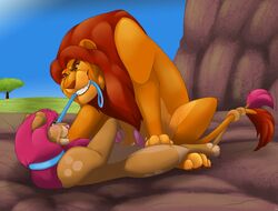 absurd_res collar deanka digital_media_(artwork) disney felid feline feral gay genitals hi_res king lion male male/male male_only mammal mufasa pantherine penis pet royalty sex the_lion_king yaoi