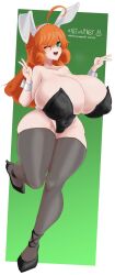 alternate_ass_size alternate_breast_size bunny_ears bunny_girl bunny_tail bunnysuit female_only gigantic_breasts green_eyes huge_ass huge_breasts odakubara orange_hair penny_polendina rwby tagme thick_legs thick_thighs top_heavy voluptuous