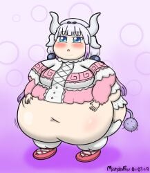 dragon dragon_girl dragon_horns fat fat_female fat_fetish kanna_kamui miss_kobayashi's_dragon_maid mistystuffer morbidly_obese_female obese obese_female