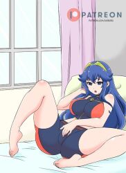 1girls alternate_costume bikini blue_bikini blue_hair blue_swimsuit breasts female female_masturbation female_only fire_emblem fire_emblem_awakening fire_emblem_cipher lucina_(fire_emblem) nintendo noboru official_alternate_costume open_mouth solo swimsuit