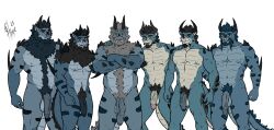 acadio(d) age_difference anthro balls dragon genitals group heusebio(d) hi_res horn hunterramirez lizard lot(d) male male/male muscular noe(d) older_male penis reptile ruben(d) scalie simon(d) slightly_chubby