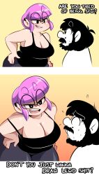 artist_self-insert balooga busty chubby chubby_female emi_(balooga) glasses pink_hair tank_top