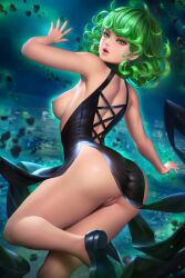 1girls big_ass big_breasts bottomless edited erect_nipples exposed_breasts exposed_pussy female_only flats green_eyes green_hair kissable_lips looking_back neoartcore nipples no_bra no_panties nudtawut_thongmai one-punch_man shaved_pussy shoes solo solo_female tatsumaki thick_thighs topless_female uncensored upskirt