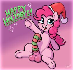 animal_genitalia animal_penis balls blue_eyes christmas earth_pony equid equine equine_genitalia equine_penis female feral friendship_is_magic fur futanari gynomorph hasbro hat heretichesh holidays hooves horse intersex mammal mane my_little_pony open_mouth open_smile pink_body pink_fur pink_hair pinkie_pie_(mlp) pony santa_hat smile sock solo teeth