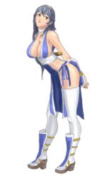 alluring breasts cleavage cosplay dead_or_alive female fire_emblem fire_emblem_awakening highleg kasumi_(doa)_(cosplay) large_breasts lucina_(fire_emblem) no_bra no_panties no_underwear solo thighhighs tiara white_legwear