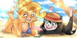 anthro artofadam barefoot coco_bandicoot crash_(series) crash_team_racing crash_team_racing_nitro-fueled feet firekeeper8 foot_focus kibo_theguardians soles swimsuit yaya_panda