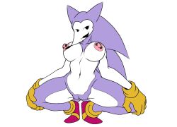 anthro big_breasts breasts female female_anthro female_only gloves hands_on_hips hedgehog hedgehog_girl looking_at_viewer needlemouse_(character) needlemouse_(series) nipples purple_fur pussy sarah_henderson_(needlemouse) smile smiling smiling_at_viewer yellow_gloves