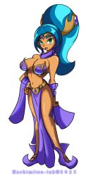 blue_hair breasts female female_only hachimitsu-ink oc open_mouth original original_character shantae solo